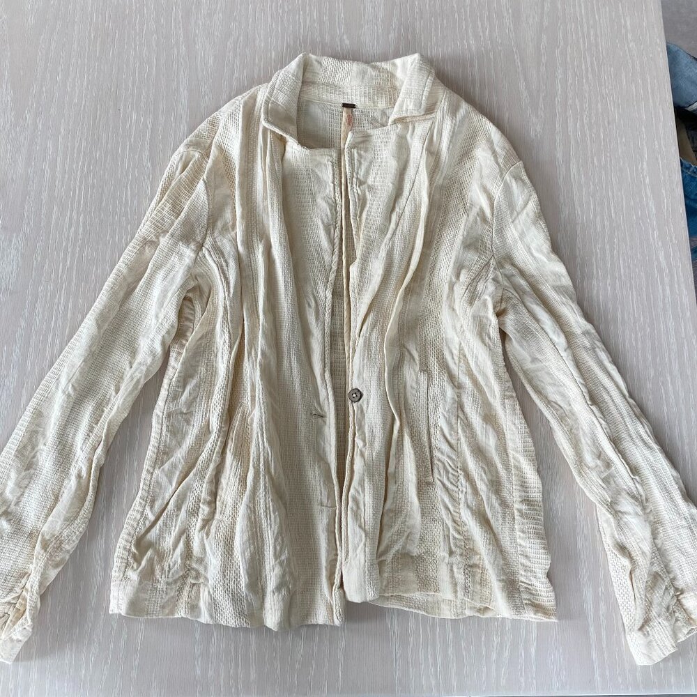 Free People Linen Beachy Button-Down Cream Size XS